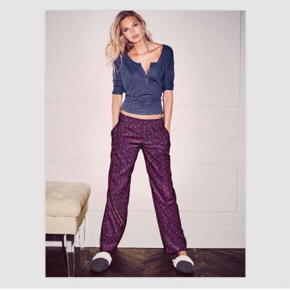 Victoria's Secret Other - Victoria's Secret Dreamer Pajamas 3 Pc Set Red Stags Deer Small Short Petite